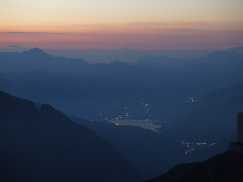 Lake and lights far below