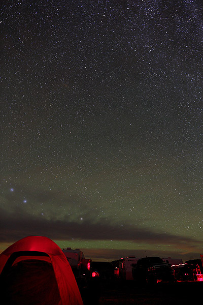 A tent sits under the northern part of the sky at Okie-Tex 2013