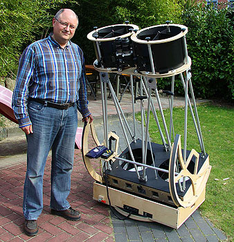Arie Otte and his 13" f/5 binocular telescope
